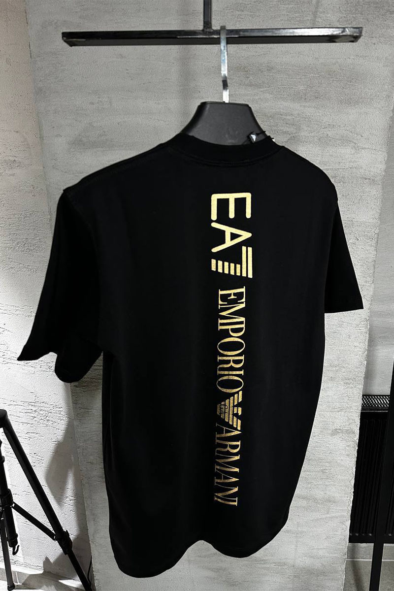 Emporio Armani EA7 Мужская чёрная футболка logo-print 