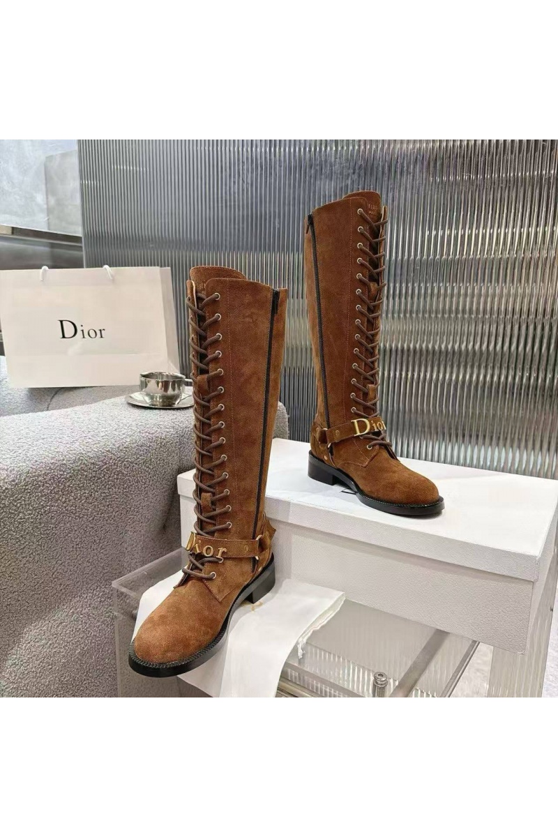 Dior Женские замшевые сапоги на шнуровке 