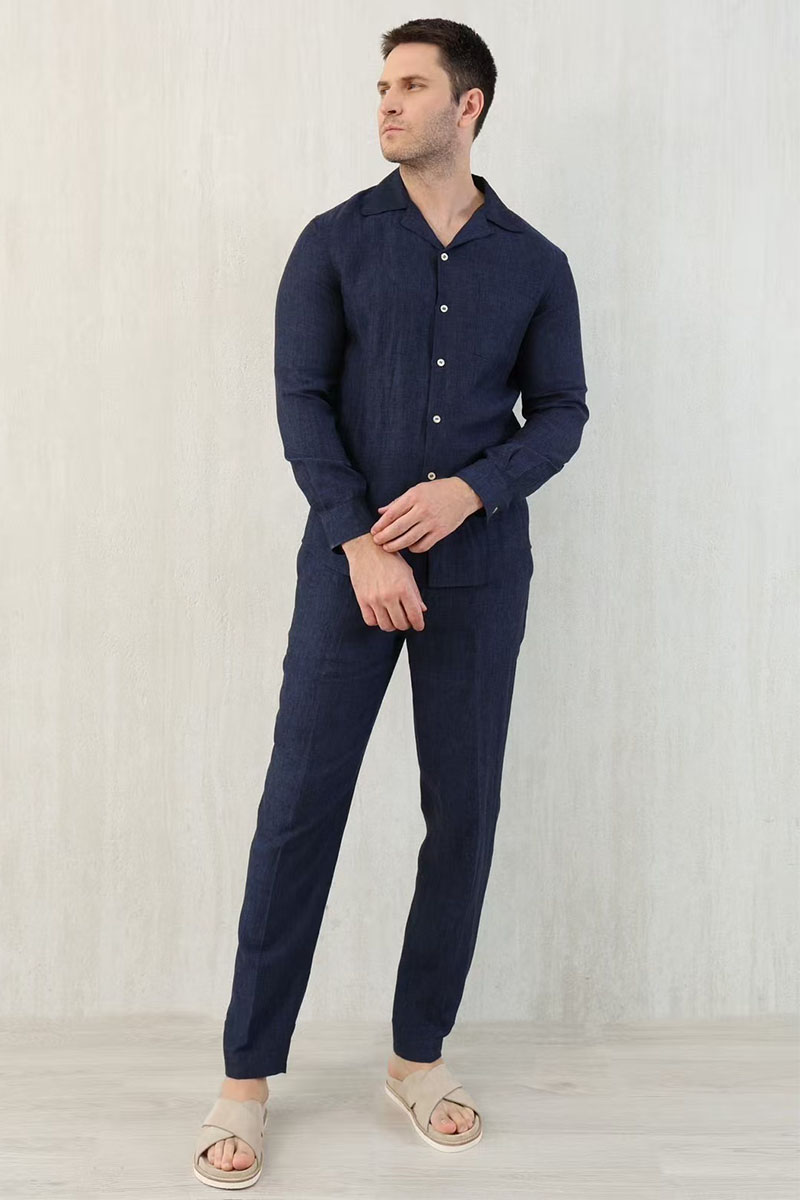 Designer Льняные брюки Premium - Navy