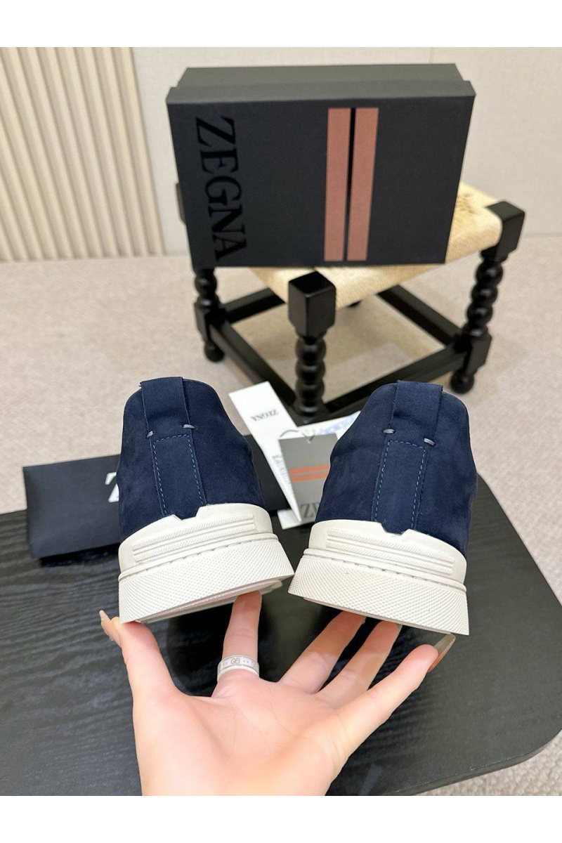 Zegna Мужские кроссовки Triple Stitch Alligator - Navy