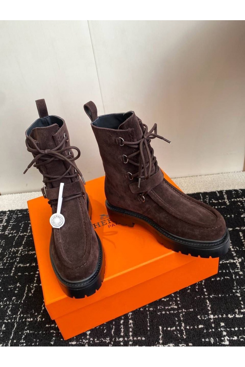 Hermes Женские замшевые ботинки Land Ankle premium