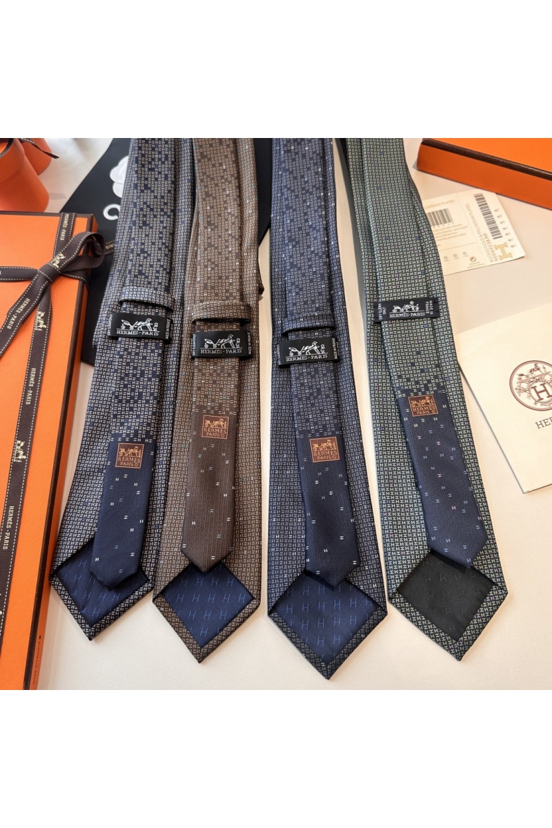 Hermes Галстук geometric logo-print premium - Navy