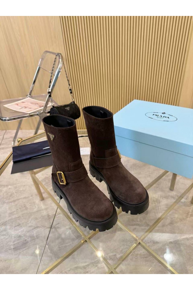 Prada Женские замшевые сапоги Suede premium