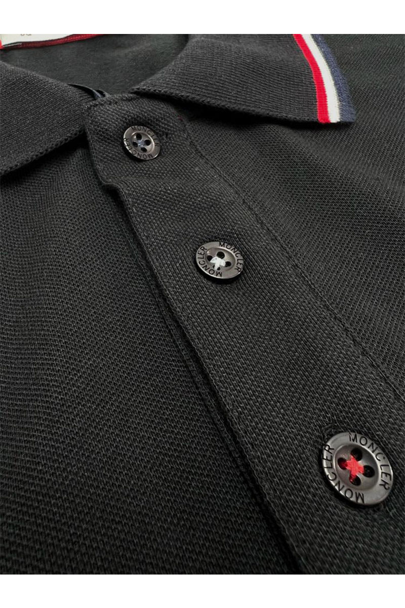 Moncler Серое поло с длинным рукавом logo-patch
