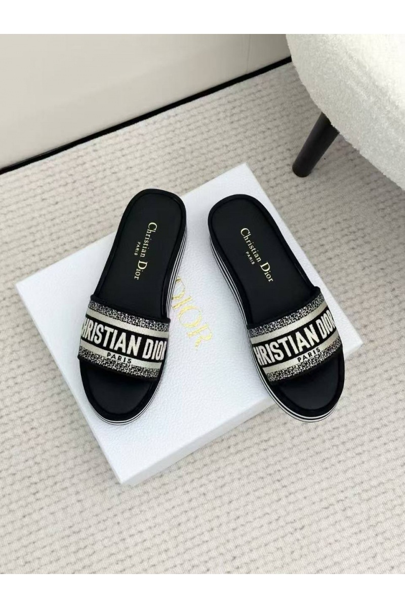 Dior Женские шлёпанцы на платформе Premium - Black