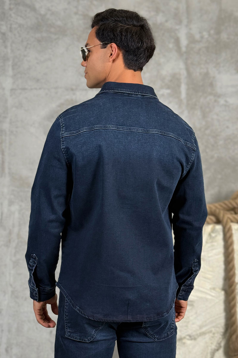 Loro Piana Джинсовая рубашка тёмно-синего цвета