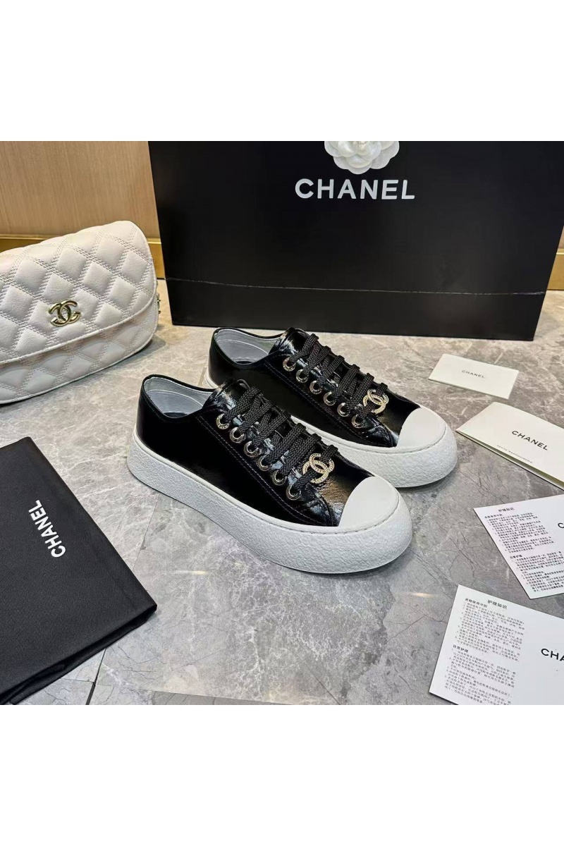Chаnеl Женские кожаные кроссовки Chanel premium