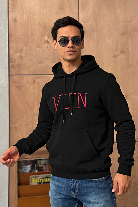 Мужское чёрное худи logo-embroidered
