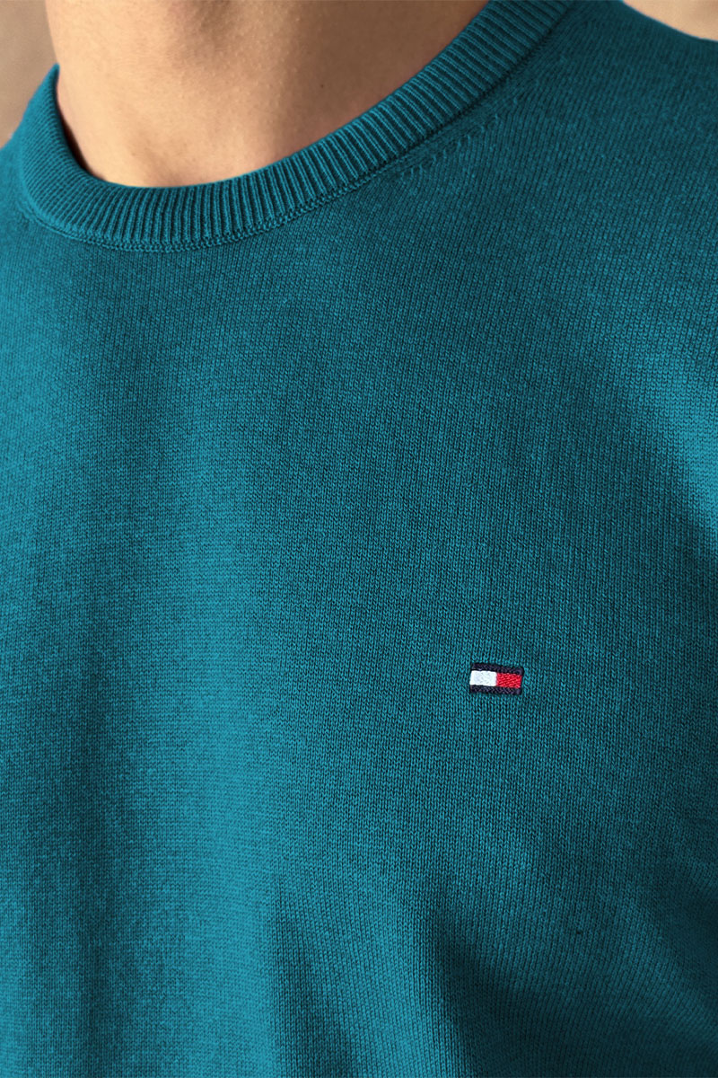 Tommy Hilfiger Мужская кофта бирюзового цвета logo-embroidered