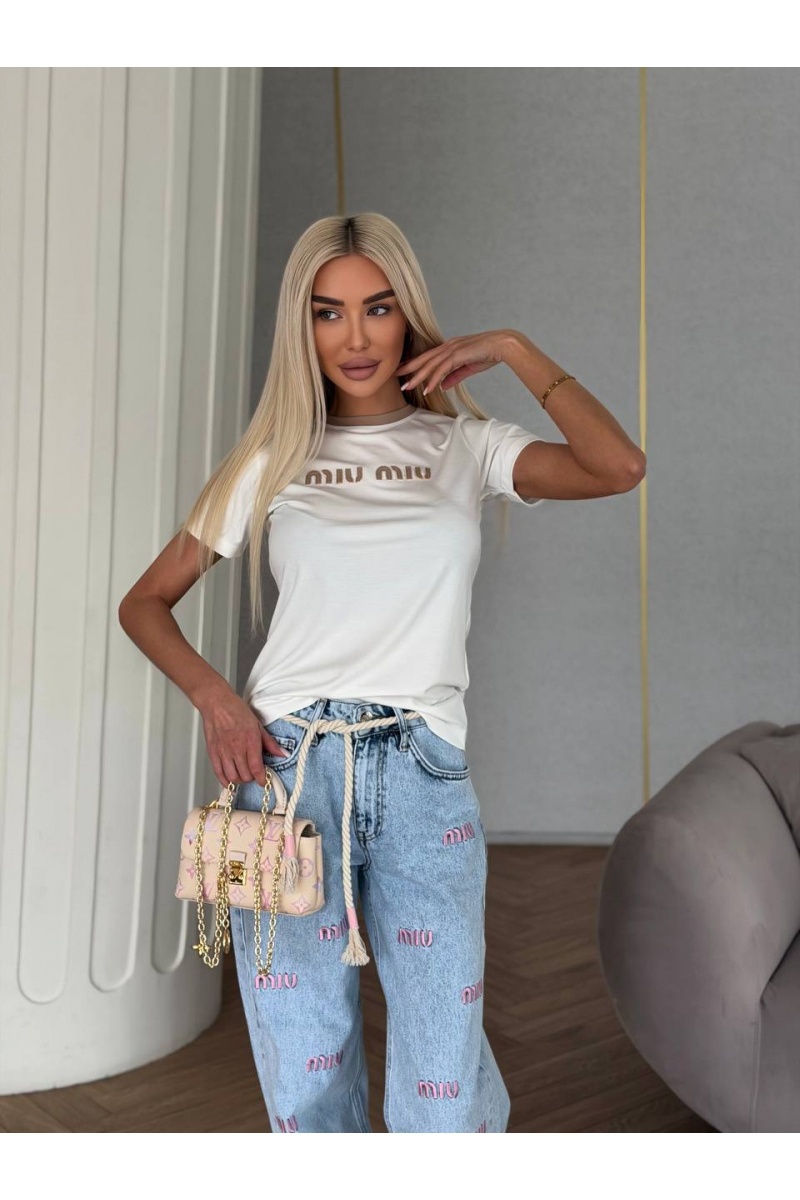 MIU MIU Женская белая футболка premium