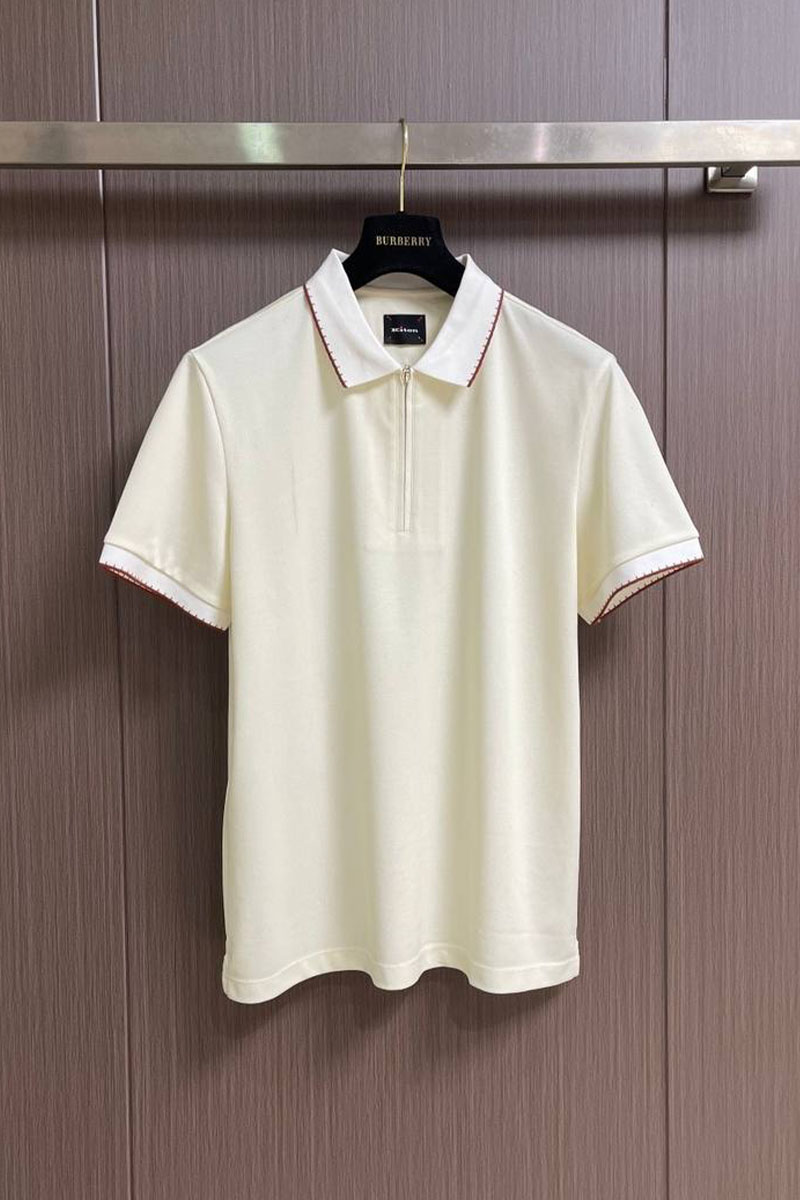 Kiton Мужское поло белого цвета premium