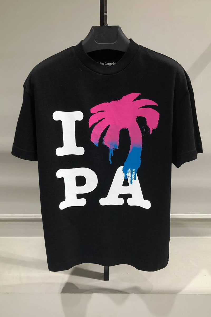 Palm Angels Мужская чёрная футболка I LOVE PA