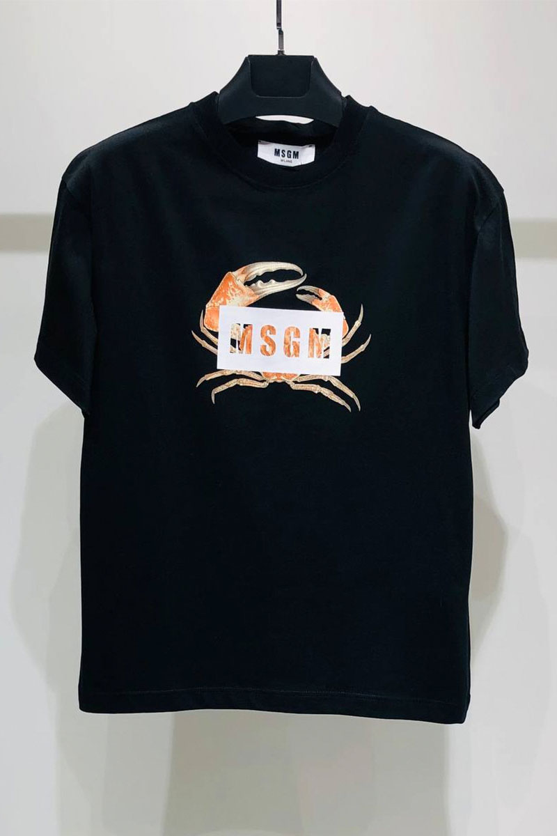 Designer Clothing Чёрная оверсайз футболка MSGM Crab-print