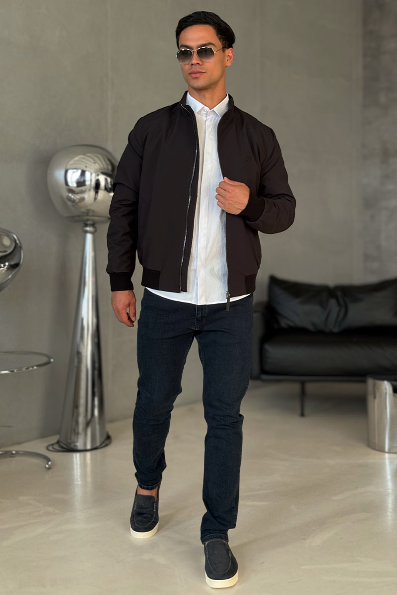 Brioni Мужская чёрная ветровка logo-embroidered