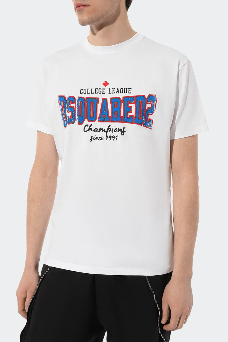 Dsquared2 Мужская белая футболка College logo-print
