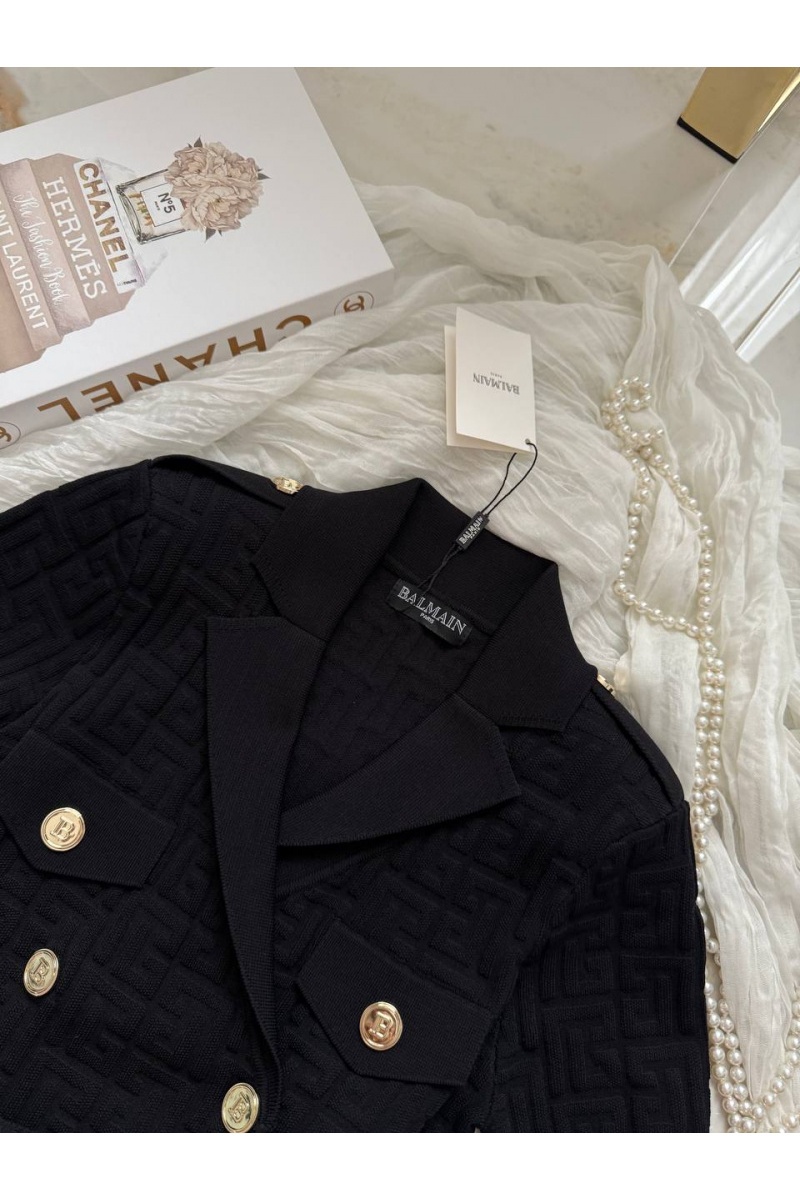 Balmain Женское бандажное мини платье чёрного цвета