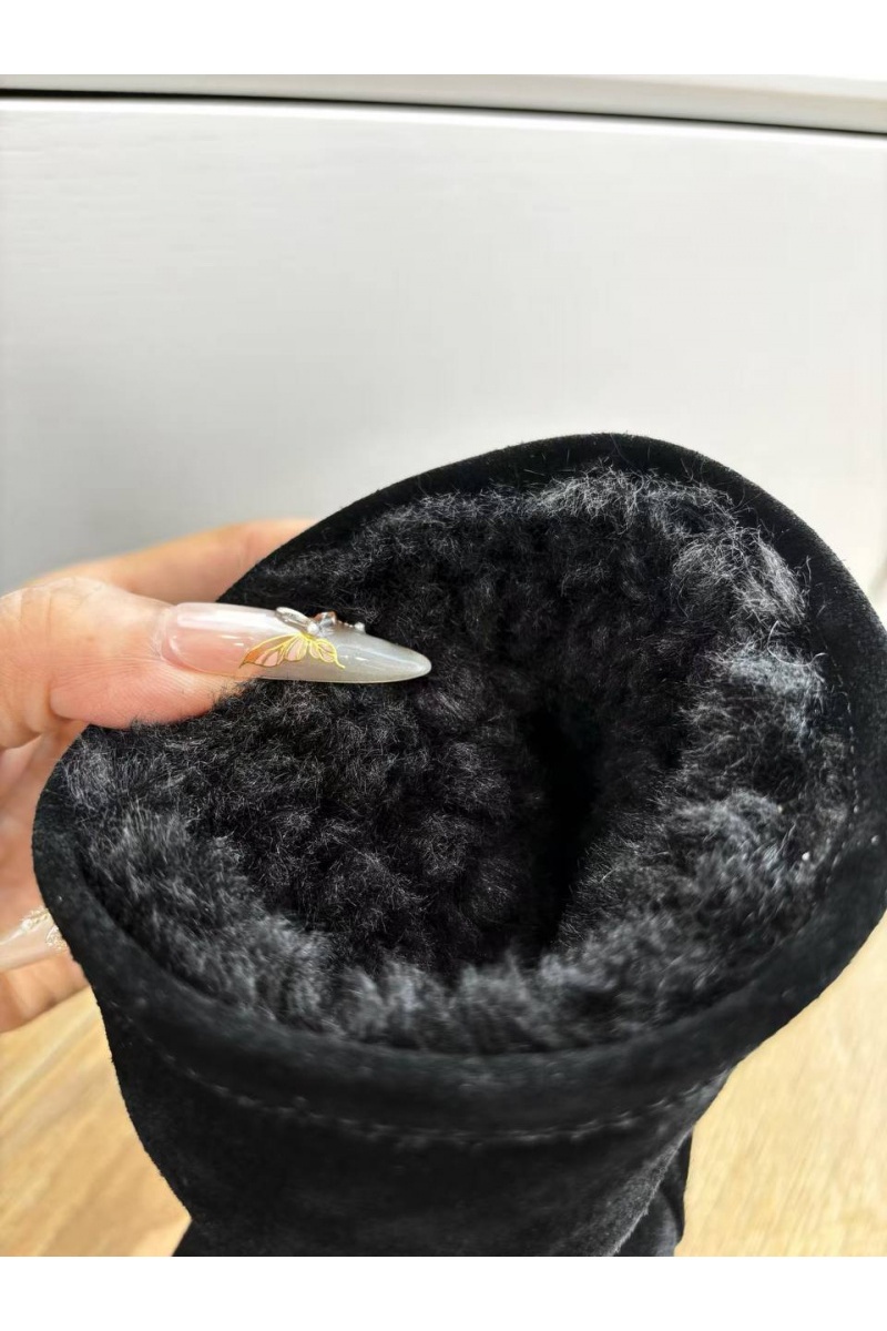 Balenciaga Женские замшевые ботинки с мехом Alaska Fur High Boot Premium - Black