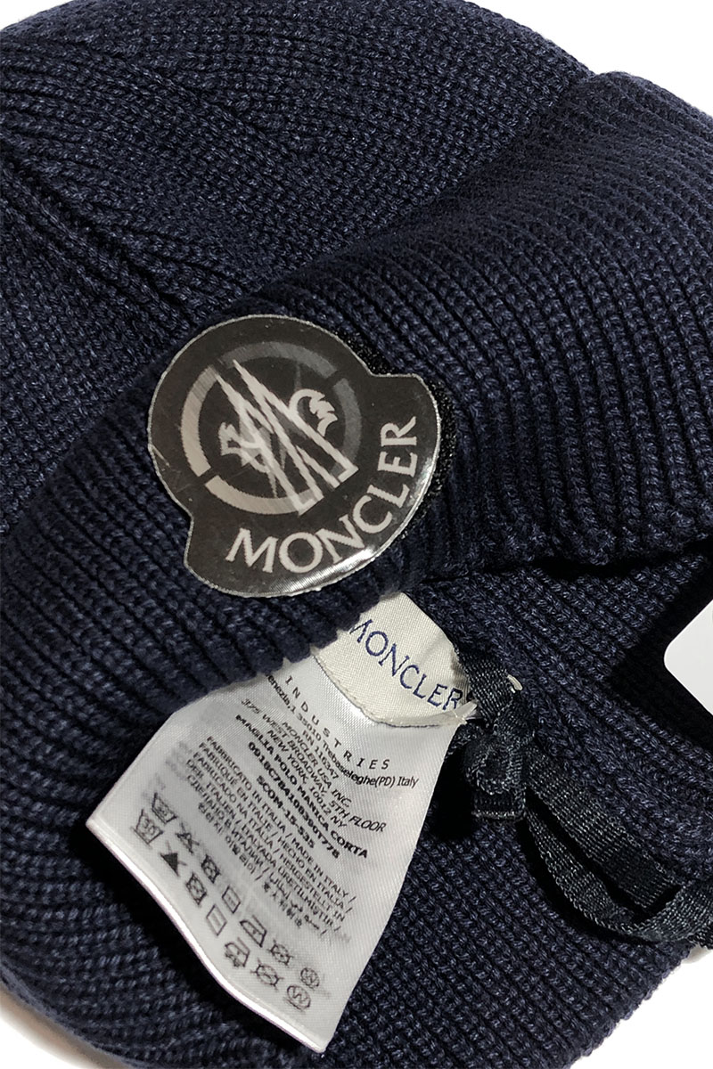 Moncler Брендовая шапка тёмно-синего цвета