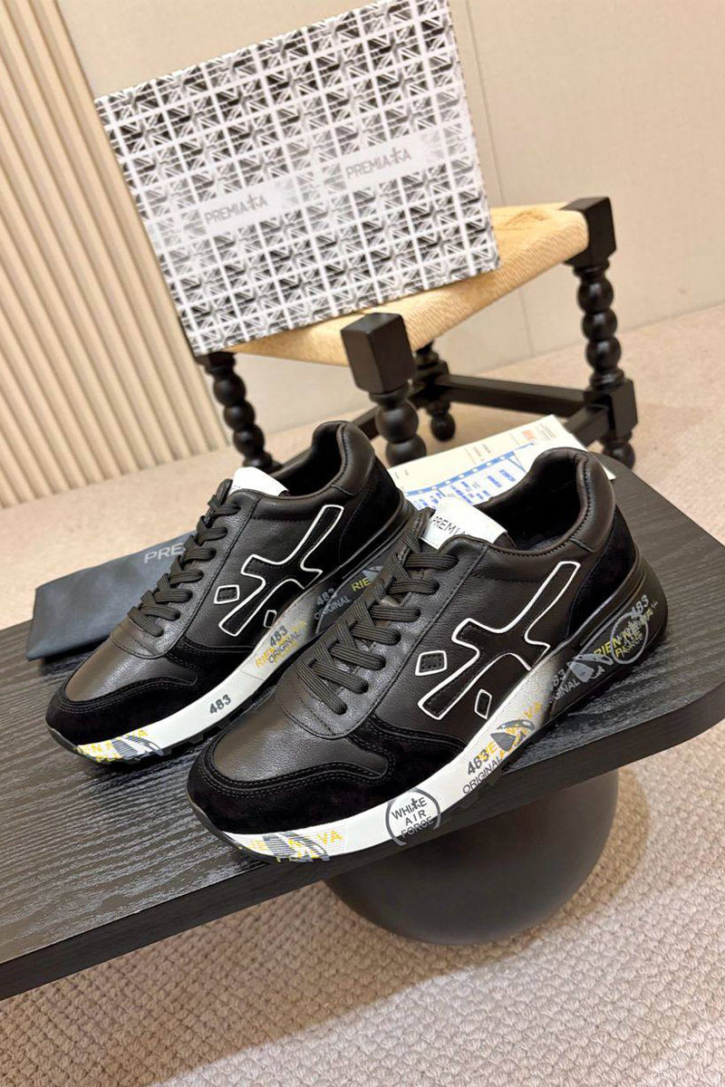 Premiata Чёрные кожаные кроссовки Mick