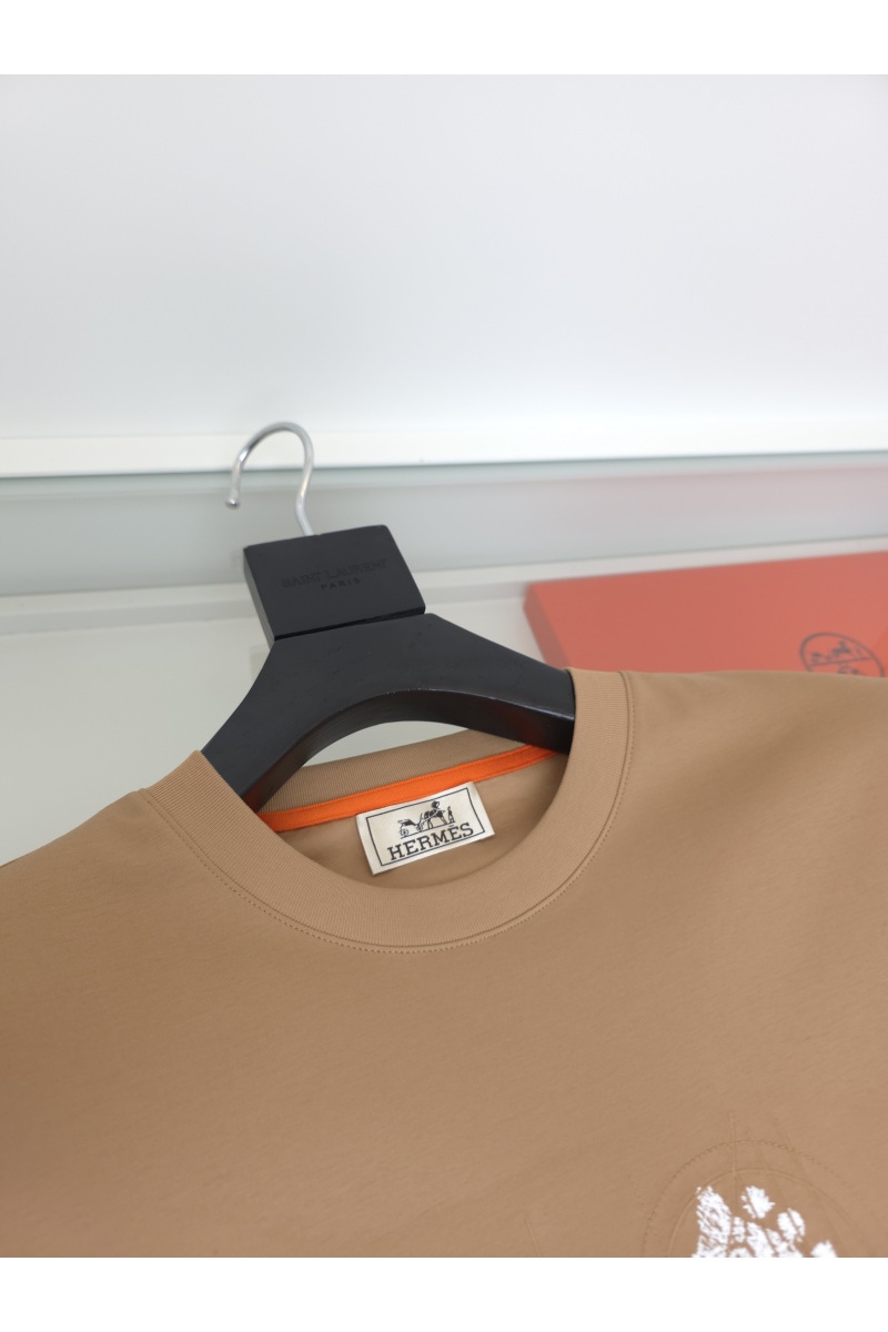 Hermes Мужская коричневая футболка premium