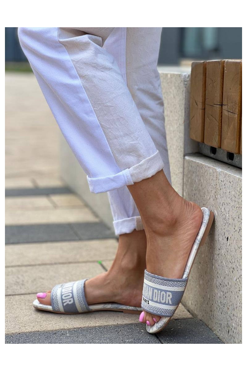 Dior Женские шлепанцы Dway Slide Embroidered Cotton premium