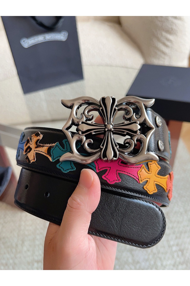 Chrome Hearts Кожаный ремень Cross Patch Cemetery premium