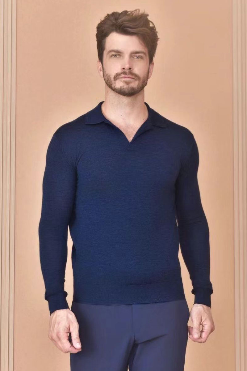 Loro Piana Поло с длинным рукавом Premium - Flower Hide Blue