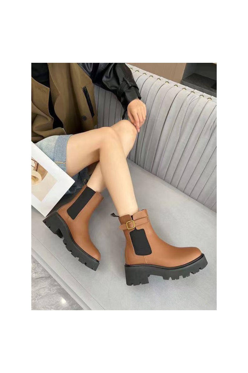 Celine Женские кожаные сапоги premium - Brown