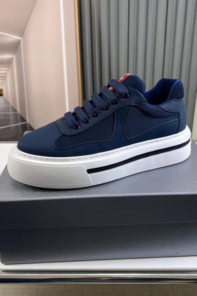 Prada Комбинированные кроссовки logo-stripe - Navy