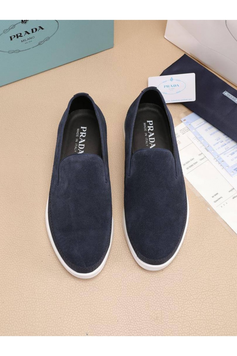 Prada Мужские замшевые слипоны Saint Tropez - Indigo