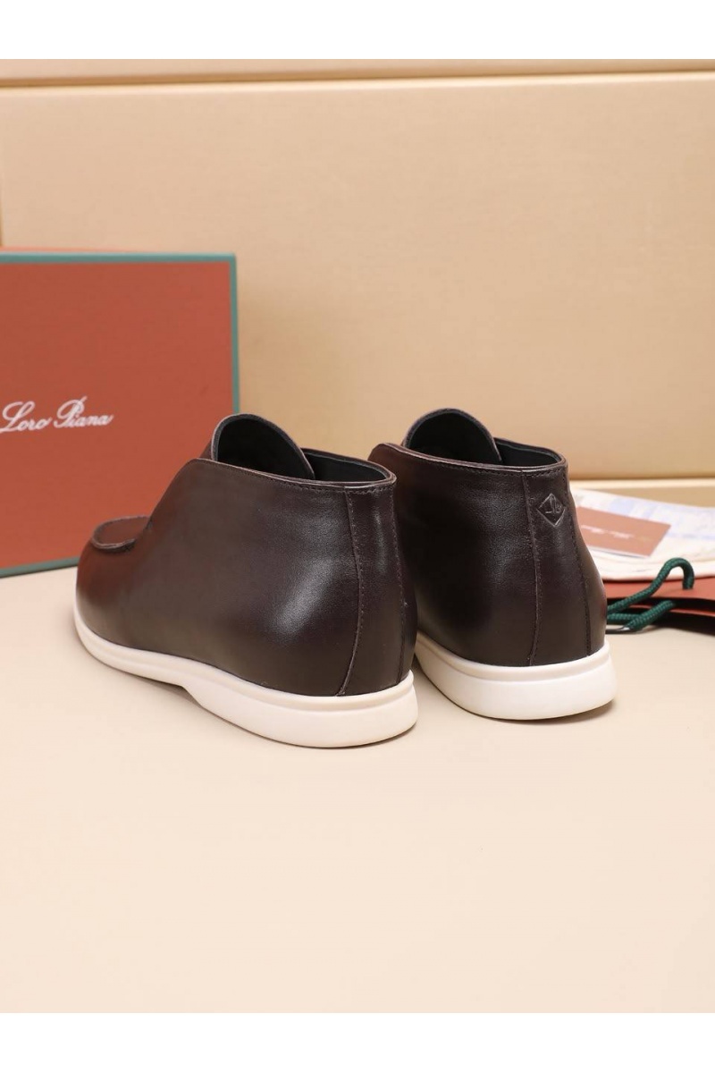 Loro Piana Кожаные лоферы с мехом Open Walk