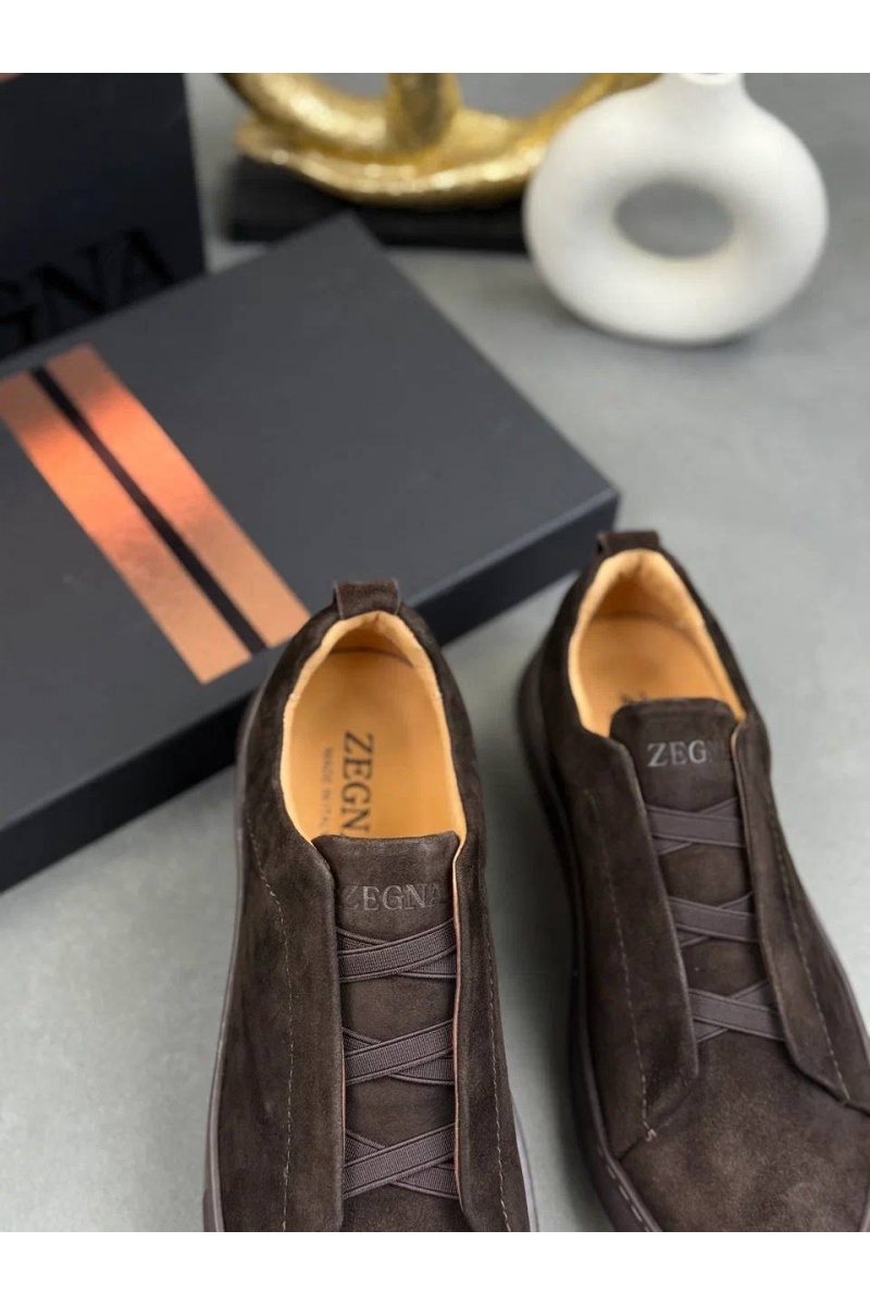 Zegna Замшевые кроссовки Triple Stitch