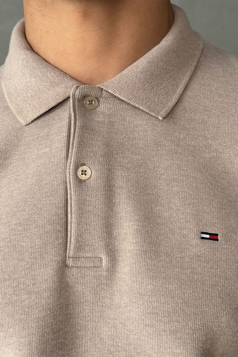Tommy Hilfiger Бежевое поло с длинным рукавом