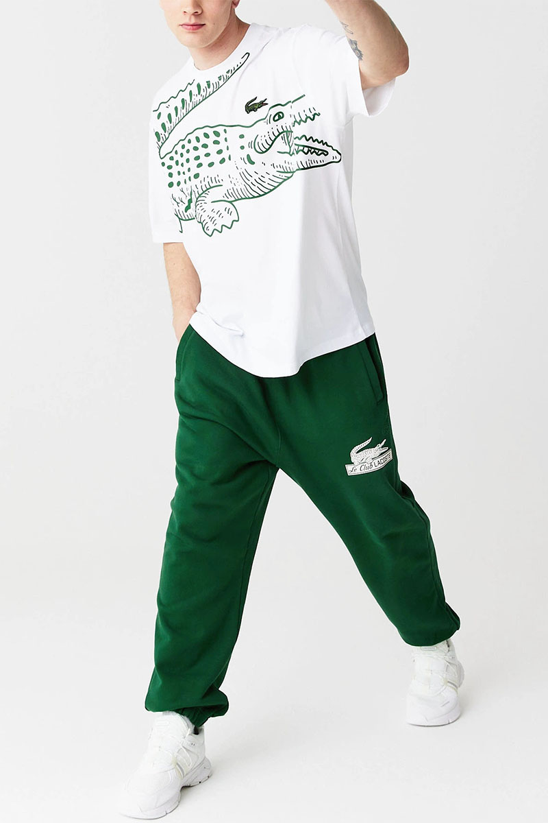 Lacoste Мужская белая футболка crocodile print 