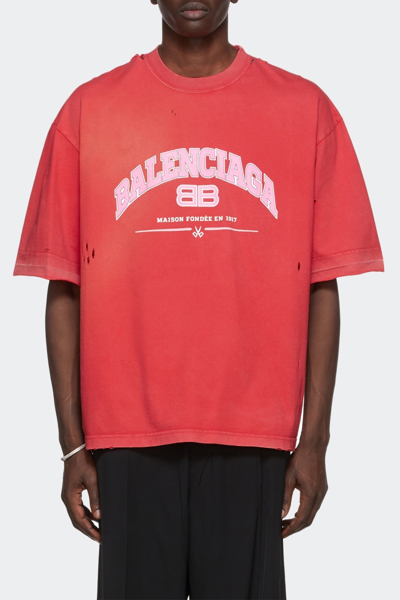 Balenciaga Оранжевая оверсайз футболка с рваной отделкой