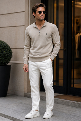 Мужская кофта half-zip - Beige