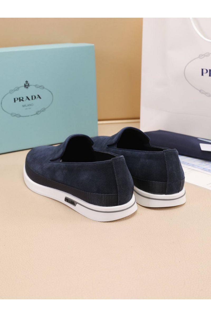 Prada Мужские замшевые слипоны Saint Tropez - Indigo