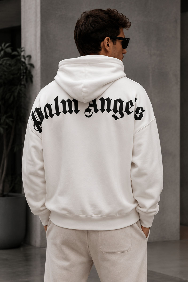 Palm Angels Белое оверсайз худи Classic logo-print
