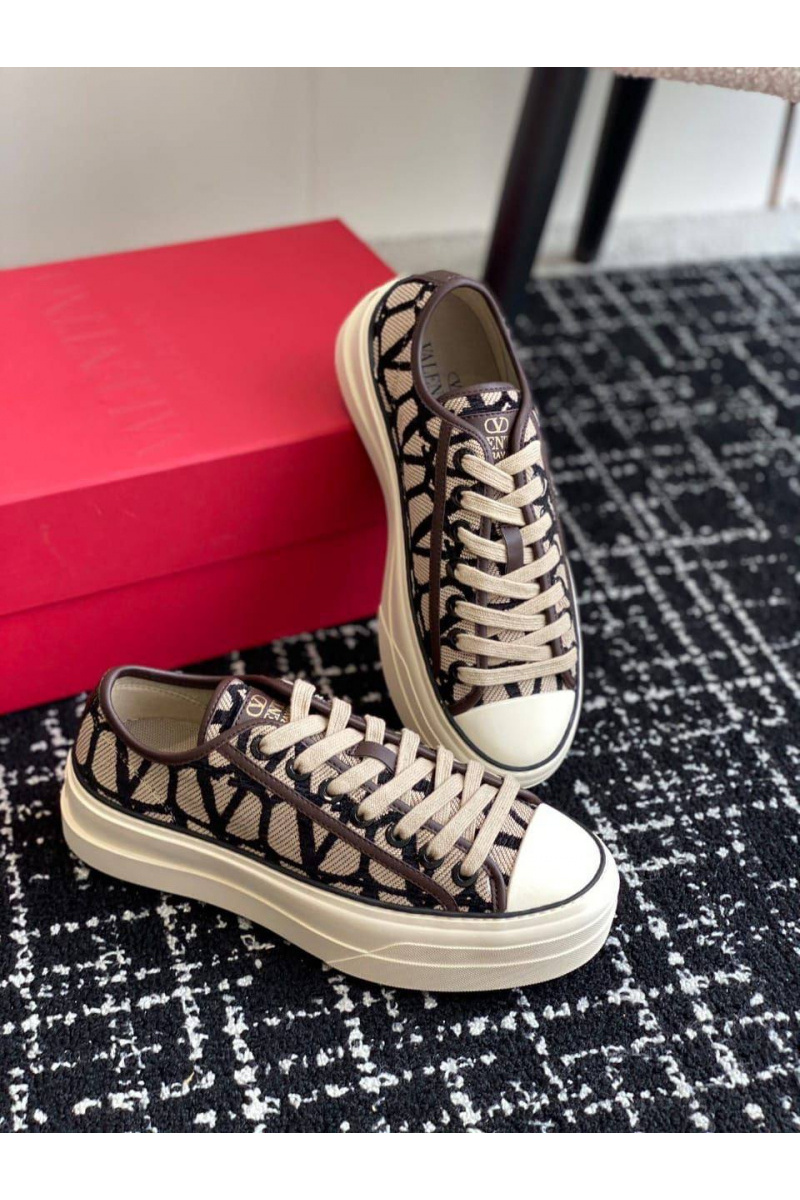 Valentino Женские кеды Toile Iconographe premium - Brown