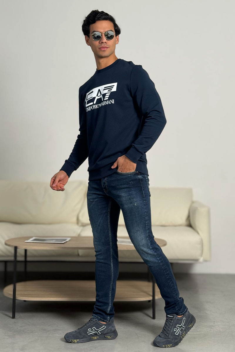 Emporio Armani EA7 Тёмно-синий свитшот logo-print 
