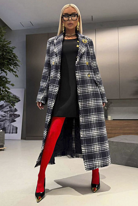 Женское пальто в клетку premium