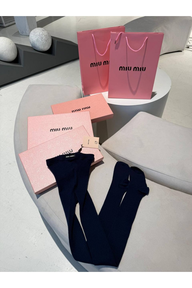 MIU MIU Женские кашемировые колготы синего цвета