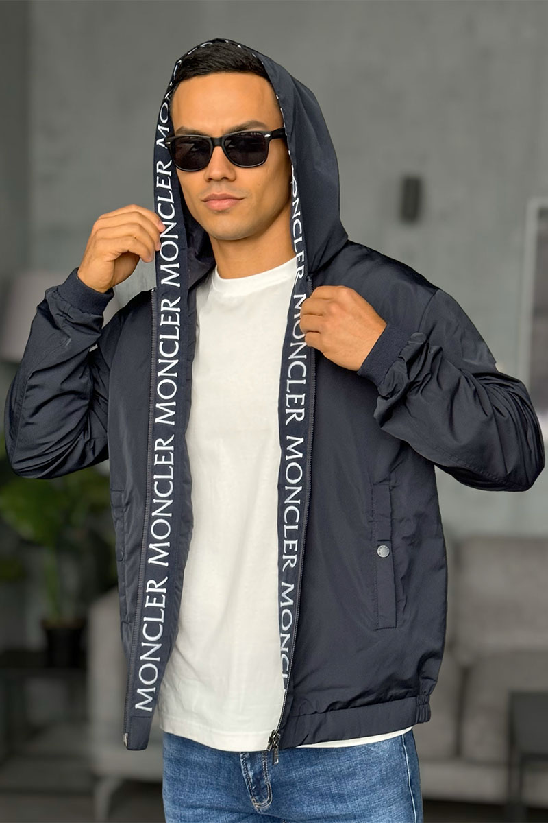 Moncler Мужская ветровка тёмно-синего цвета
