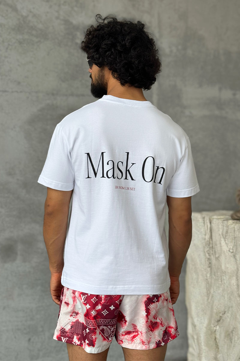 Designer Clothing Мужская белая футболка Ih Nom Uh Nit "Mask On"