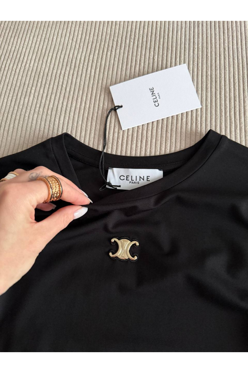 Celine Женская чёрная футболка premium