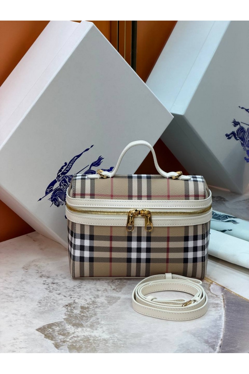 Burberry Кожаная сумка Check Vanity premium 19.5x15x8 см