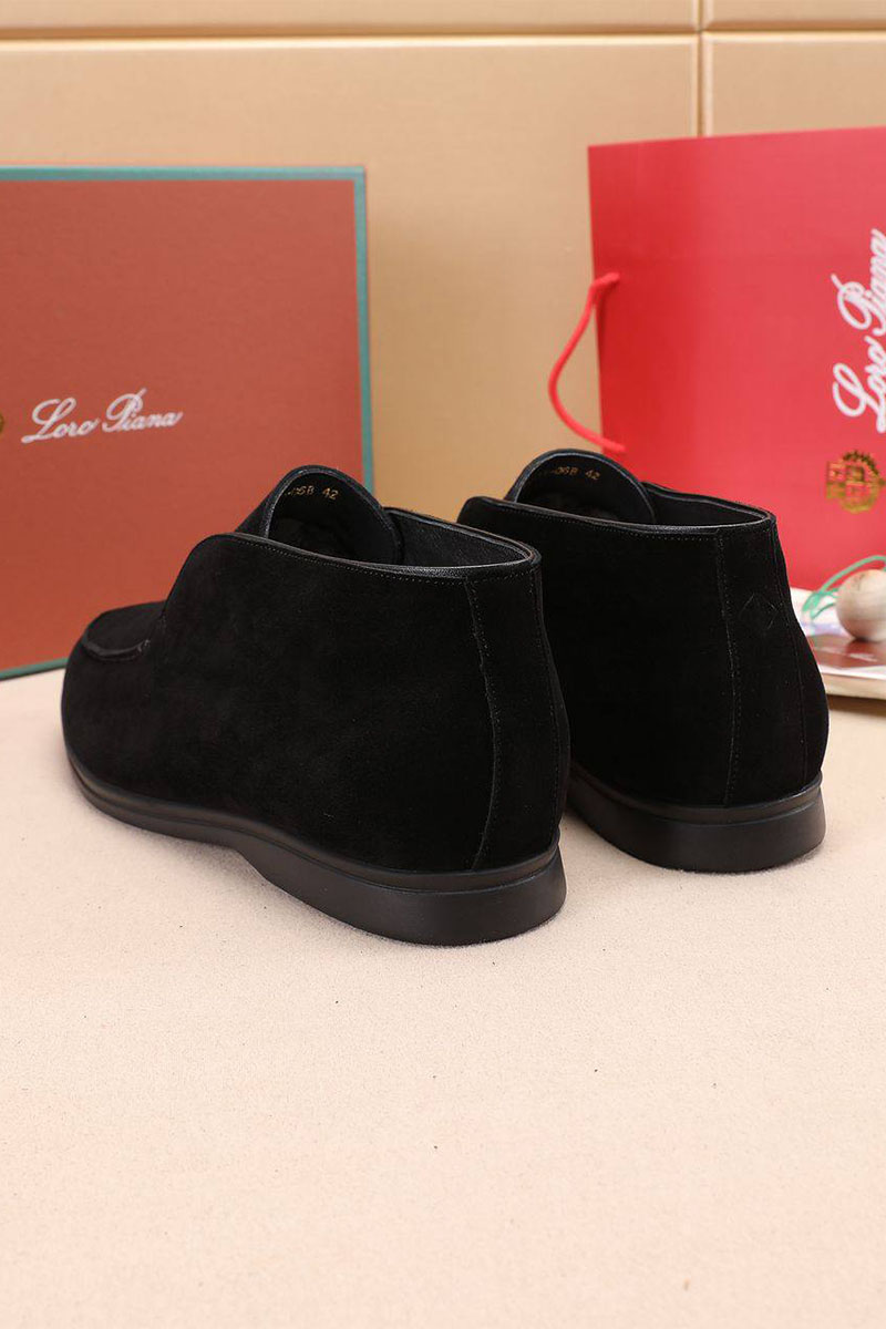 Loro Piana Замшевые лоферы с мехом Open Walk - Black