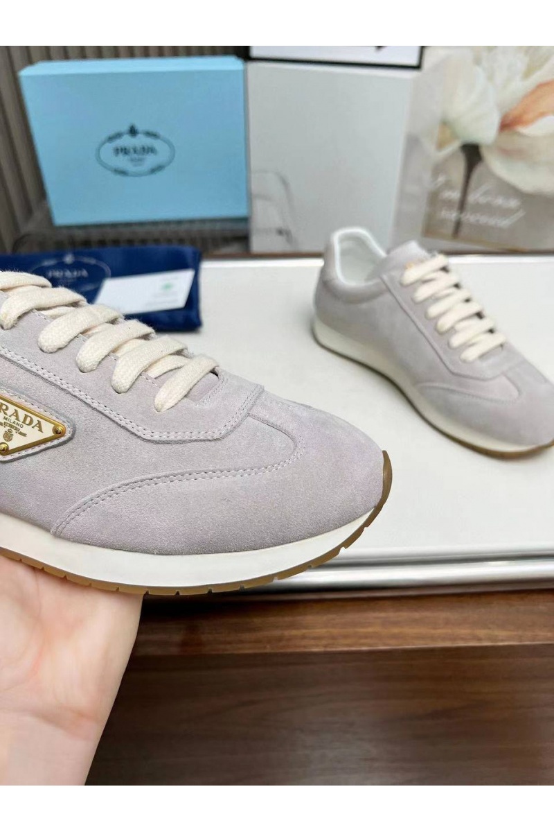 Prada Женские замшевые кроссовки Premium - Grey