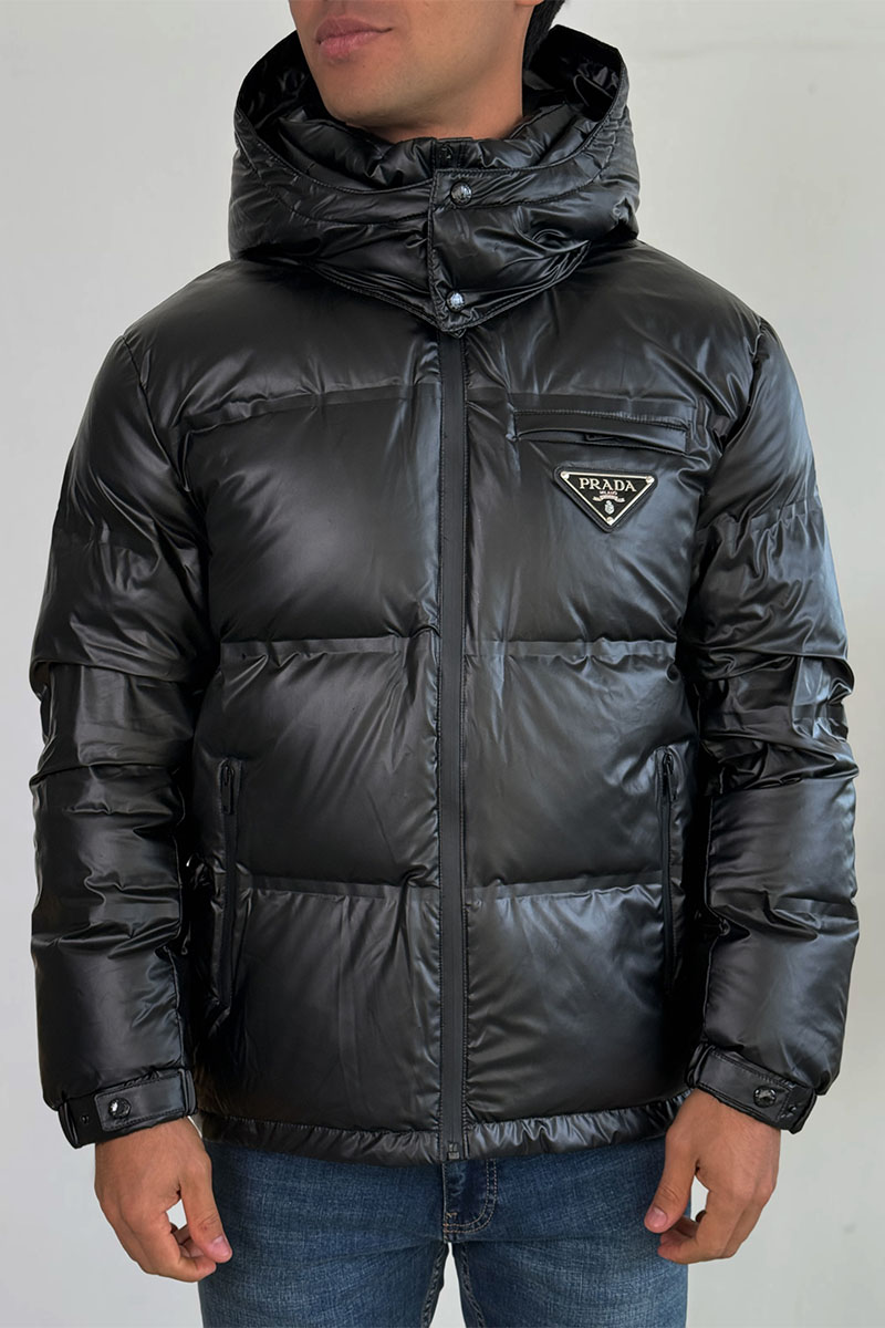 Prada Мужской пуховик logo-plaque - Black
