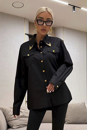 Женская чёрная рубашка premium